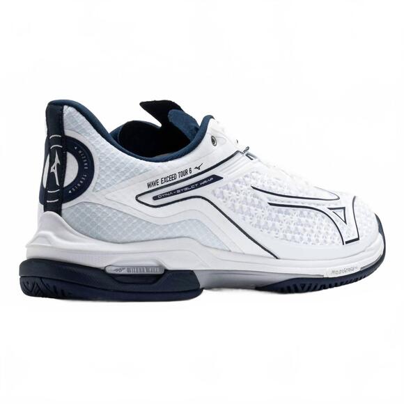 NEW MIZUNO men's wave exceed tour 6 ac running shoes in white/dress blue